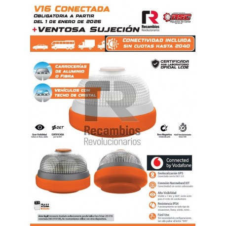 LUZ DE EMERGENCIA V16 CONECTADA DGT